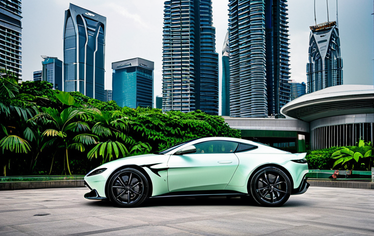 **Prompt:** Sleek, futuristic Aston Martin Vantage hybrid, showcasing a redesigned front grill and subtle "hybrid" badging, parked against a backdrop of Kuala Lumpur's Petronas Towers, emphasizing modern luxury and sustainable performance.
