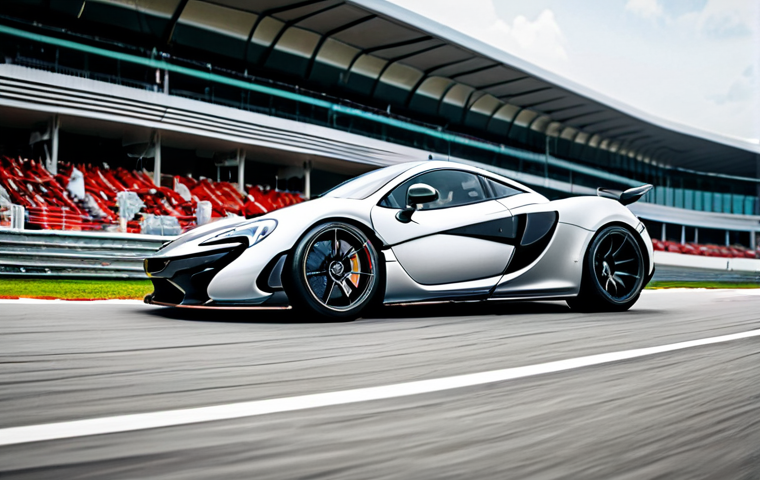 McLaren P1 - Aerodynamic Elegance**

A McLaren P1, fully clothed in a sleek, modern design (avoiding overly aggressive angles), posed dynamically on a pristine race track in Sepang, Malaysia (daytime). Focus on the aerodynamic features – the smooth lines, the subtle curves, and the overall sense of speed.  The car is fully visible, showcasing its form. Background: a blurred view of the Sepang International Circuit grandstands.  Safe for work, appropriate content, professional automotive photography, detailed textures, natural lighting, showcasing advanced engineering, high quality.

**
